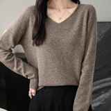 Chanyarn Women's 100% Merino Wool V Neck Sweater 2025 First-Line Ready to Wear Casual Long Sleeve Seamless Knit Sweater