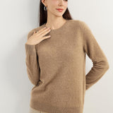 Women's 100% Pure Cashmere Sweater 2025 Fall Winter Crew Neck Long Sleeve Warm Soft Knitted Pullover