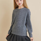 Chanyarn Girls 100% Merino Wool Sweater 2025 Fall Winter Kids Solid Crew Neck Warm Soft Long Sleeve Knit Pullover Jumper