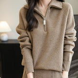 Chanyarn Women's 100% Merino Wool Sweater 2025 Fall Winter 1/4 Zip Pullover Casual Long Sleeve Knit Sweater Tops