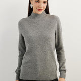 100% Pure Cashmere Women's Sweater Mock Neck Long Sleeve Warm Soft 2025 Fall Winter Knit Pullover
