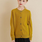 Girls 100% Merino Wool Cardigan 2025 Fall Winter Kids Crew Neck Warm Soft Long Sleeve Knit Cardigan Sweater