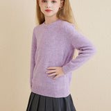 Chanyarn Girls 100% Merino Wool Sweater 2025 Fall Winter Kids Solid Crew Neck Warm Soft Long Sleeve Knit Pullover Jumper