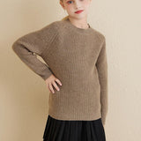 Girls Crew Neck 100% Merino Wool Sweater 2025 Fall Winter Kids Warm Soft Long Sleeve Knitted Pullover Sweater