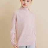 Girls 100% Merino Wool Sweater 2025 Fall Winter Kids Solid Mock Neck Warm Soft Long Sleeve Knit Pullover Jumper
