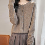 Chanyarn Women's Crewneck 100% Merino Wool Sweater 2025 Spring Fall Solid Long Sleeve Seamless Knitted Cardigan Sweater