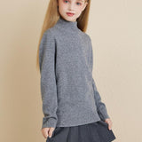 Girls 100% Merino Wool Sweater 2025 Fall Winter Kids Solid Mock Neck Warm Soft Long Sleeve Knit Pullover Jumper