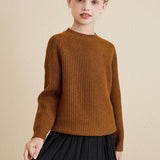 Girls Crew Neck 100% Merino Wool Sweater 2025 Fall Winter Kids Warm Soft Long Sleeve Knitted Pullover Sweater