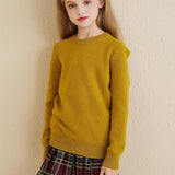 Chanyarn Girls 100% Merino Wool Sweater 2025 Fall Winter Kids Solid Crew Neck Warm Soft Long Sleeve Knit Pullover Jumper