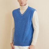 Men's 100% Merino Wool Sweater Vest 2025 Fall Winter Casual Solid V Neck Soft Sleeveless Knitted Sweater Vest