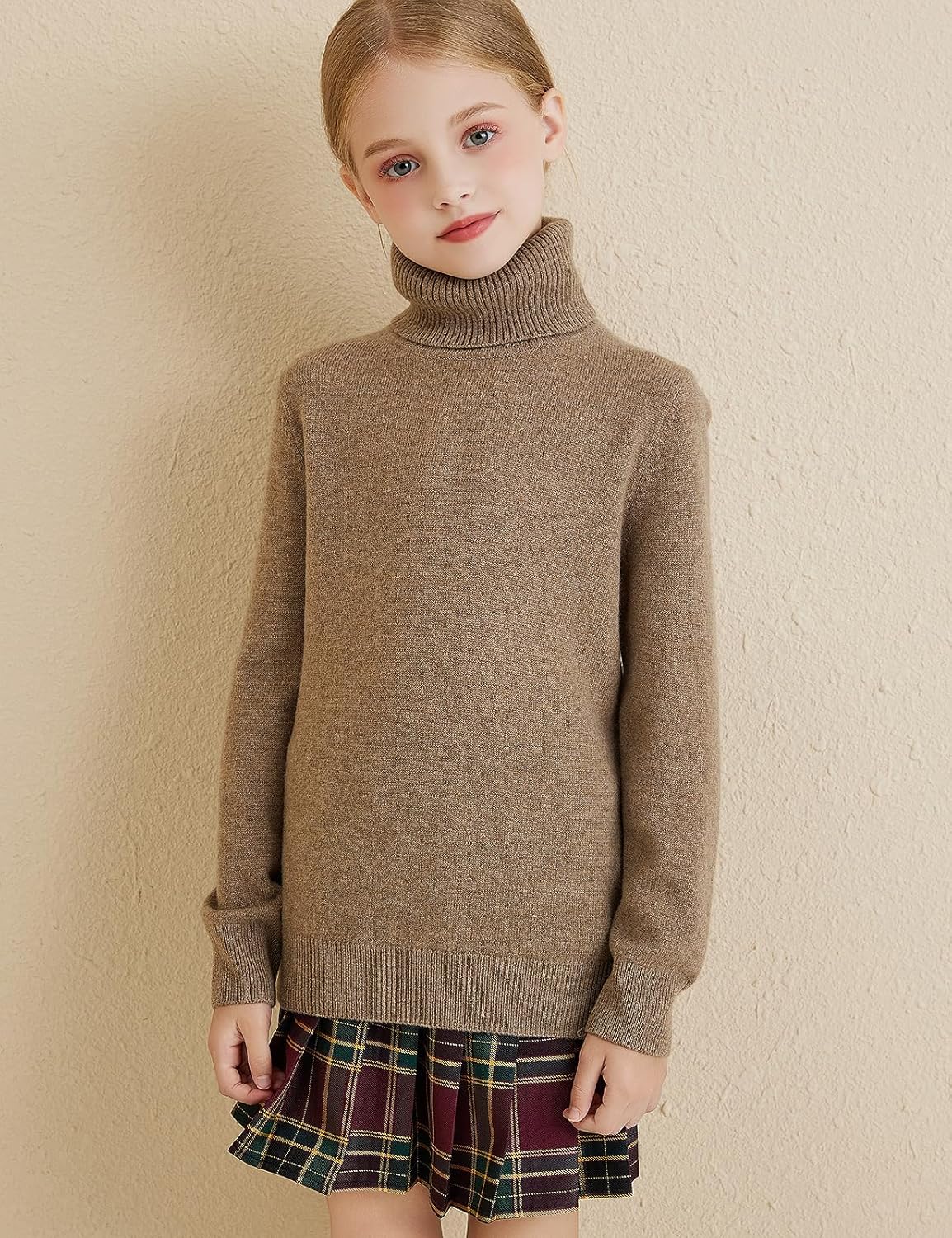 Chanyarn Girls 100% Merino Wool Sweater 2025 Fall Winter Kids Solid Crew Neck Warm Soft Long Sleeve Knit Pullover Jumper