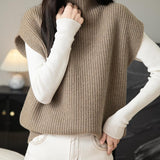 Women's 100% Merino Wool Sweater Vest 2025 Fall Winter Casual Turtleneck Sleeveless Knit Sweater Tank Tops