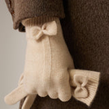 100% Pure Cashmere Gloves Winter Knit Bow Gloves