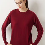 100% Merino Wool Crewneck Long Sleeve Knit Top