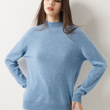 30% Cashmere 70% Merino Wool Seamless Mock Neck Sweater