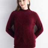 Chanyarn Women's 100% Cashmere Sweater Luxury Hairy Warm Top Mock Neck 2025 Fall Winter Long Sleeve Soft Knit Pullover