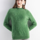 Chanyarn Women's 100% Cashmere Sweater Luxury Hairy Warm Top Mock Neck 2025 Fall Winter Long Sleeve Soft Knit Pullover