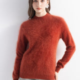 Chanyarn Women's 100% Cashmere Sweater Luxury Hairy Warm Top Mock Neck 2025 Fall Winter Long Sleeve Soft Knit Pullover