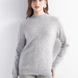 Chanyarn Women's 100% Cashmere Sweater Luxury Hairy Warm Top Mock Neck 2025 Fall Winter Long Sleeve Soft Knit Pullover