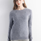 Chanyarn Women's 100% Cashmere Sweater Luxury Hairy Warm Tops Crewneck 2025 Fall Winter Long Sleeve Soft Knit Pullover