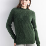 Chanyarn Women's 100% Cashmere Sweater Luxury Hairy Warm Top Mock Neck 2025 Fall Winter Long Sleeve Soft Knit Pullover