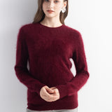 Chanyarn Women's 100% Cashmere Sweater Luxury Hairy Warm Tops Crewneck 2025 Fall Winter Long Sleeve Soft Knit Pullover