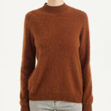 Chanyarn Women's 100% Merino Wool Luxury Soft Fall Winter Warm Long Sleeve Mock Neck Brushed Fuzzy Pullover Sweater