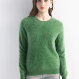 Chanyarn Women's 100% Cashmere Sweater Luxury Hairy Warm Tops Crewneck 2025 Fall Winter Long Sleeve Soft Knit Pullover