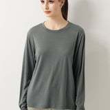 100% Merino Wool Crewneck Long Sleeve Knit Top