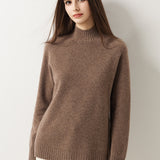 Pull à col montant sans couture 100 % laine mérinos