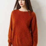 Suéter sem costura 100% lã Merino com gola redonda