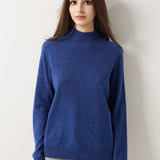 30% Cashmere 70% Merino Wool Seamless Mock Neck Sweater