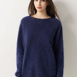 Suéter sem costura 100% lã Merino com gola redonda