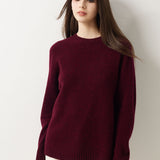 Pull à col rond sans couture 100 % laine mérinos