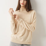 30% Cashmere 70% Merino Wool Seamless Mock Neck Sweater