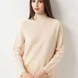 Pull à col montant sans couture 100 % laine mérinos