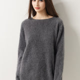 Suéter sem costura 100% lã Merino com gola redonda