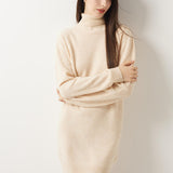 100% Merino Wool Turtleneck Knit Sweater Dress