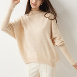 100% Merino Wool Mock Neck Batwing Sweater