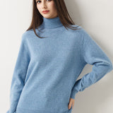 30% Cashmere 70% Merino Wool Seamless Turtleneck Sweater