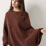 30% Cashmere 70% Merino Wool Batwing Sleeves Crew Neck Sweater