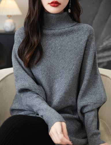 100% Merino Wool Oversized Turtleneck Sweater