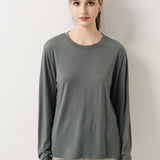 100% Merino Wool Crewneck Long Sleeve Knit Top