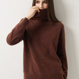 30% Cashmere 70% Merino Wool Seamless Turtleneck Sweater
