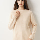 Pull à col rond sans couture 100 % laine mérinos