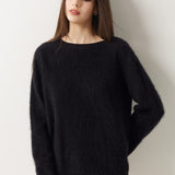 Suéter sem costura 100% lã Merino com gola redonda