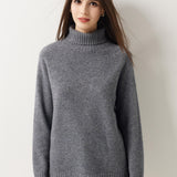 Pull à col roulé sans couture 100 % laine mérinos