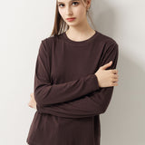 100% Merino Wool Crewneck Long Sleeve Knit Top