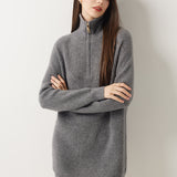 30% カシミア 70% メリノウール ハーフジップ セーター