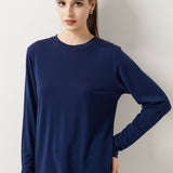 100% Merino Wool Crewneck Long Sleeve Knit Top